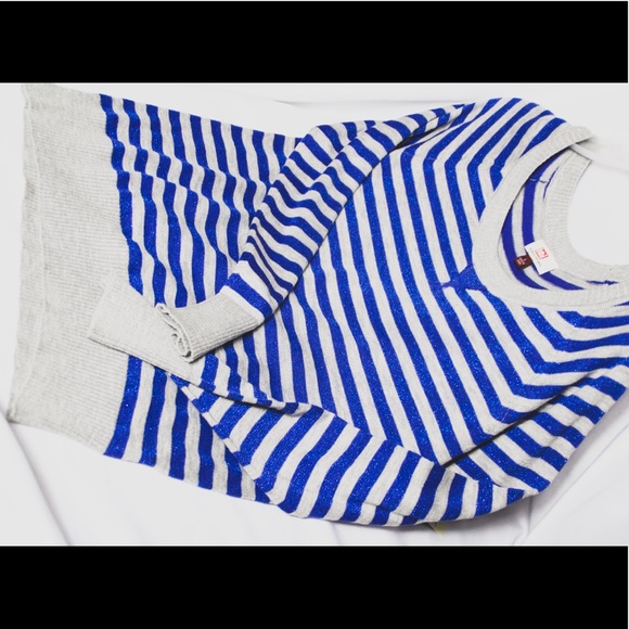 L.E.I Other - New Girls Grey Blue Shimmer Striped Sweater Large